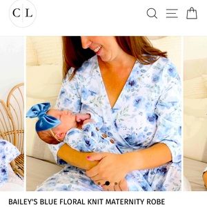Caden Lane BAILEY'S BLUE FLORAL KNIT MATERNITY ROBE (One Size)